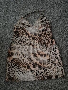 Women's Halter Animal Print Camisole Top - Beige & Brown
